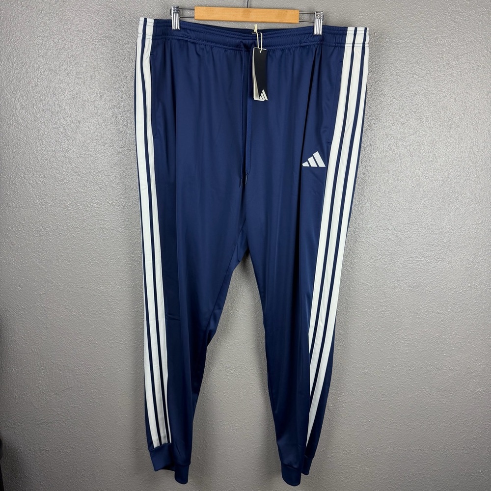 Adidas Men's 3 Stripes Tricot Regular Tapered Track Pants Blue 3XLT